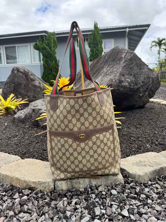 Gucci Handbags - Gucci Vintage GG Supreme Web Stripe Tote Project Rehab Bag